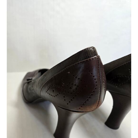 Etienne Aigner Bossy Dark Brown Peep Toe Mary Jane Pump Heels Womens 7.5 M - Picture 7 of 9